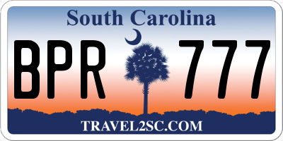 SC license plate BPR777