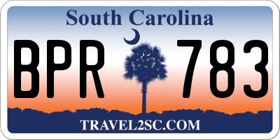 SC license plate BPR783