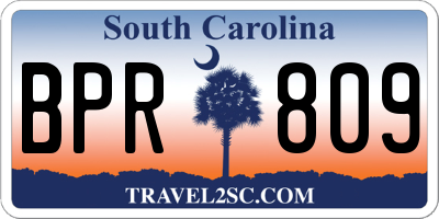 SC license plate BPR809