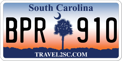 SC license plate BPR910