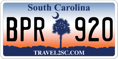 SC license plate BPR920
