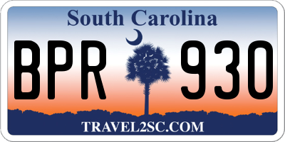 SC license plate BPR930