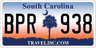 SC license plate BPR938