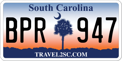 SC license plate BPR947