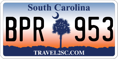 SC license plate BPR953