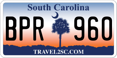 SC license plate BPR960