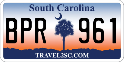 SC license plate BPR961