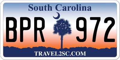 SC license plate BPR972