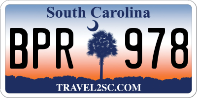 SC license plate BPR978
