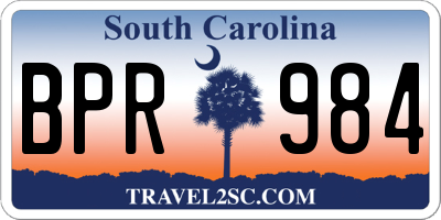 SC license plate BPR984