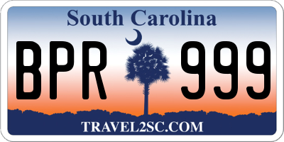 SC license plate BPR999