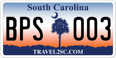 SC license plate BPS003