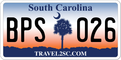 SC license plate BPS026
