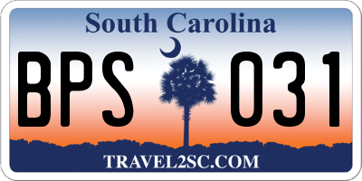 SC license plate BPS031