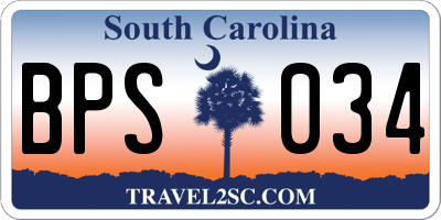 SC license plate BPS034
