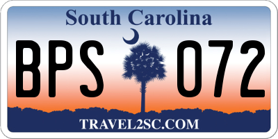 SC license plate BPS072