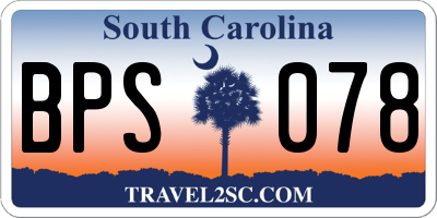 SC license plate BPS078