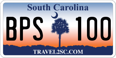 SC license plate BPS100