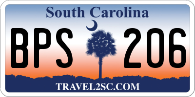 SC license plate BPS206