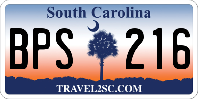 SC license plate BPS216