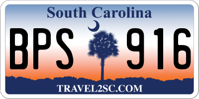 SC license plate BPS916