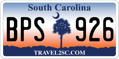 SC license plate BPS926