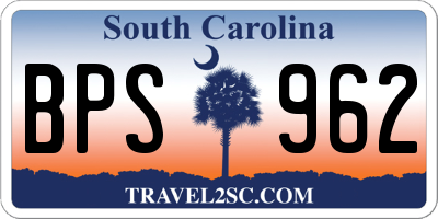 SC license plate BPS962