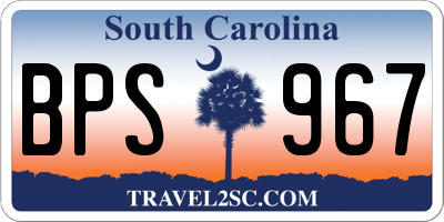 SC license plate BPS967