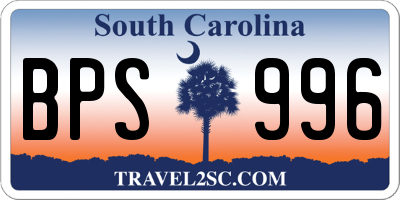 SC license plate BPS996