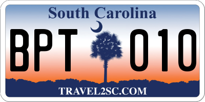 SC license plate BPT010