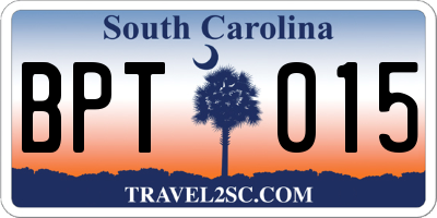 SC license plate BPT015