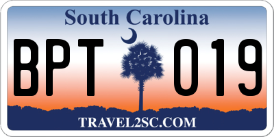SC license plate BPT019