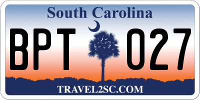 SC license plate BPT027