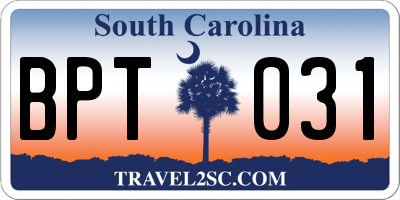SC license plate BPT031