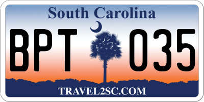 SC license plate BPT035
