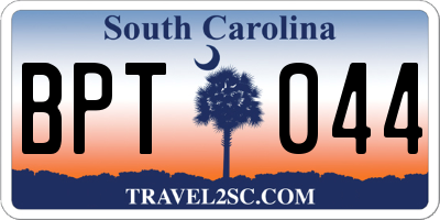 SC license plate BPT044