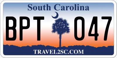 SC license plate BPT047