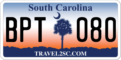 SC license plate BPT080