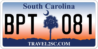 SC license plate BPT081