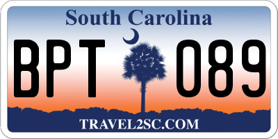 SC license plate BPT089