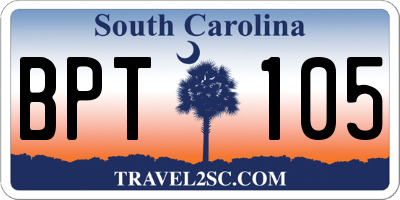 SC license plate BPT105