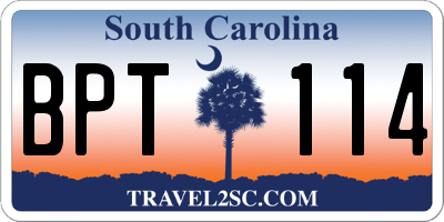 SC license plate BPT114