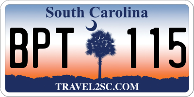SC license plate BPT115