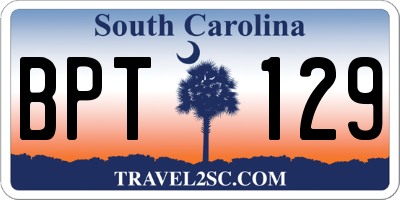 SC license plate BPT129