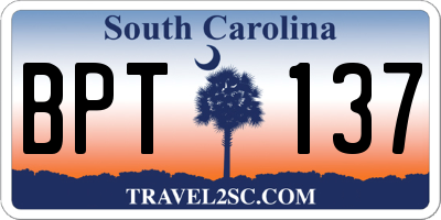 SC license plate BPT137
