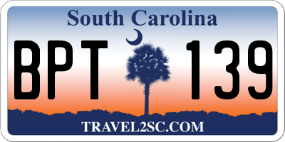SC license plate BPT139