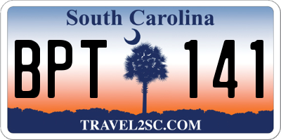 SC license plate BPT141
