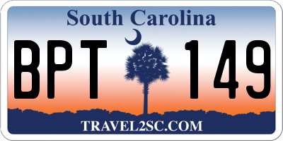 SC license plate BPT149