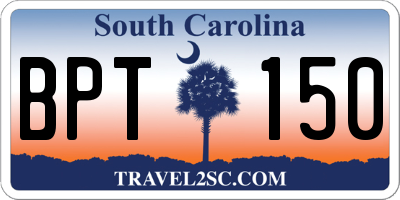 SC license plate BPT150