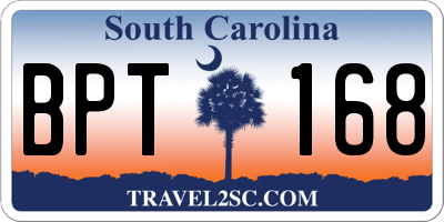 SC license plate BPT168